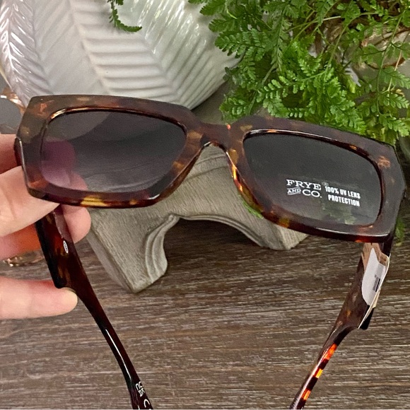 FRYE‎ & CO Oversized Square Tortoise Shell Chunky Sunglasses 100% UV Protection - Picture 6 of 11